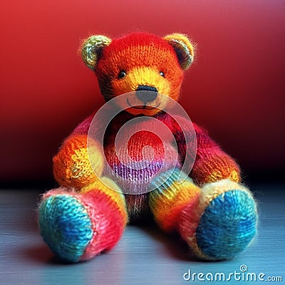 Colorful Wool Sweater Teddy Bear Stock Photo