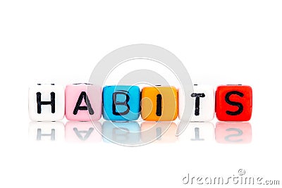 Colorful word cube of habits Stock Photo