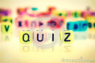 Colorful word cube of QUIZ Stock Photo