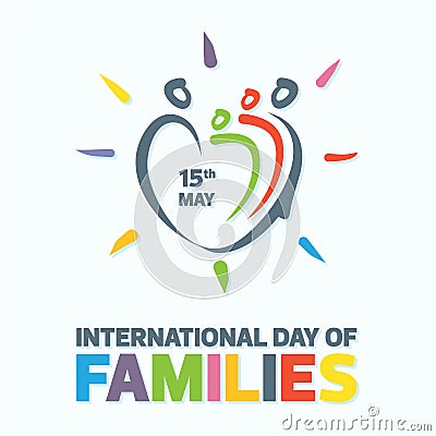 Colorful word of international day of families with abstract people shape love Vector Illustration