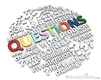 Colorful word questions Stock Photo