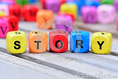 The colorful word Story on table Stock Photo