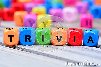 The colorful word Trivia on table Stock Photo