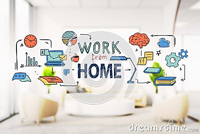 Colorful work from home sketch in home office Stock Photo