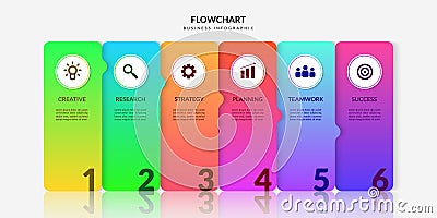Colorful workflow infographic elements, Business process chart graphic with multiple step segment Stock Photo