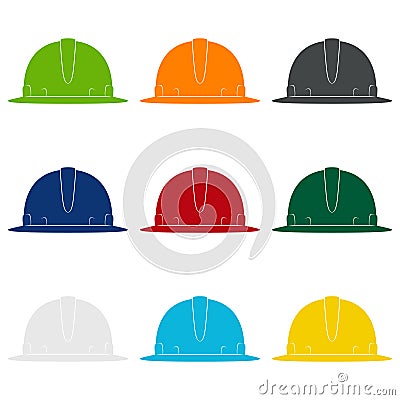 Colorful Working Safety Helmets Vector Illustration