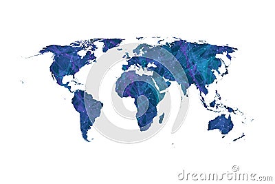 Colorful world map vector. Global network connections with points and lines. Internet connection background. Abstract Vector Illustration