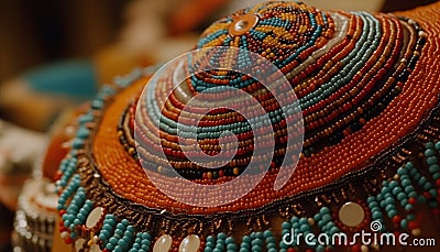 A colorful woven rug, a symbol of indigenous culture and craft generated by AI Stock Photo