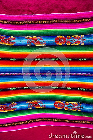 Colorful Woven wool fabric from Bolivia Stock Photo