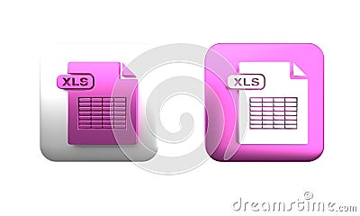 Colorful XLS file document. Download xls button icon isolated on white background. Excel file symbol. Square button. 3D Cartoon Illustration