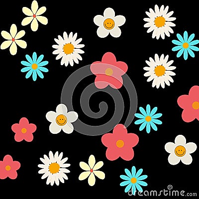 Colorful Y2K Indie Aesthetic Flower Pattern Stock Photo