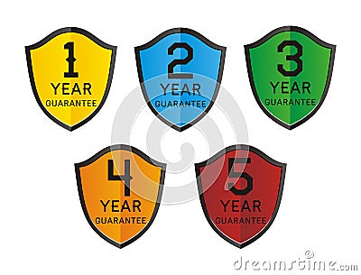 Colorful 1,2,3,4,5 year guarantee Stock Photo