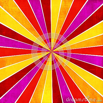 Colorful yellow, pink, orange and red ray sunburst style abstract background Stock Photo