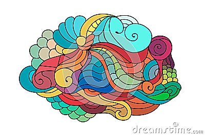 Colorful zentangle doodle sketch. Tattoo sketch. Ethnic tribal wavy vector illustration. Vector Illustration