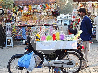 Colorfull Candy Seller in Pakistan Editorial Stock Photo