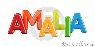 Isolated colorfull 3d Kid Name balloon font Amalia Stock Photo