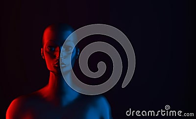 Colorfull dynamic abstract twisted shape. 3d render vawe, spiral. Computer generated geometric illustration Cartoon Illustration