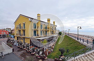 Colorfull embankment in Caorle Italy in day time Stock Photo