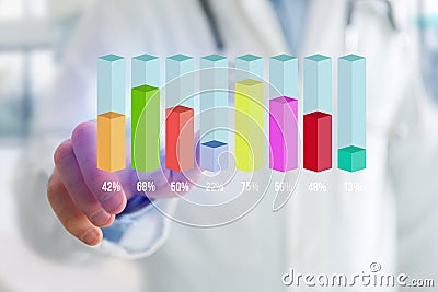 Colorfull survey stick graph interface with percentage over a de Stock Photo