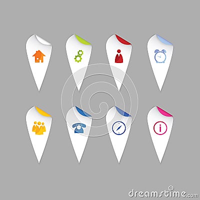 Colorfully map pointers. Modern design stickers - marks for webs Vector Illustration
