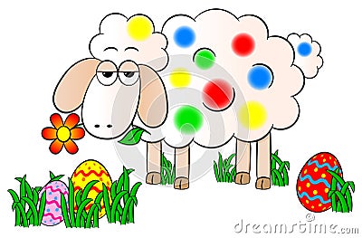 Colorfully painted easter lamb Vector Illustration