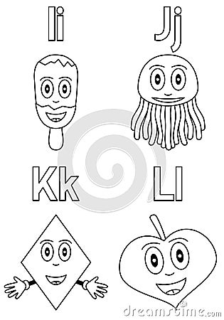 Coloring Alphabet for Kids [3] Vector Illustration