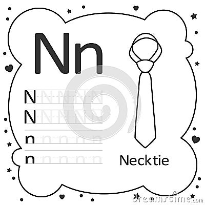 Coloring Alphabet Tracing Letters - Necktie Vector Illustration