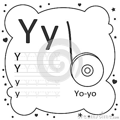 Coloring Alphabet Tracing Letters Yo yo Vector Illustration