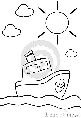 Coloring boat Vector Illustration