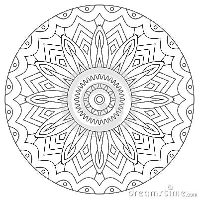 Coloring book for adult with mandala. Outline ornament hand Vector Illustration