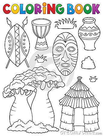 Coloring book African thematics set 1 Vector Illustration