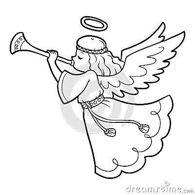 Coloring book, Angel Vector Illustration