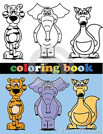 Coloring book of animals,vector Vector Illustration
