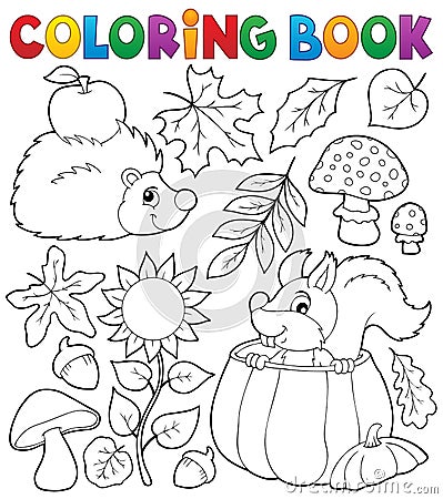 Coloring book autumn nature theme 1 Vector Illustration