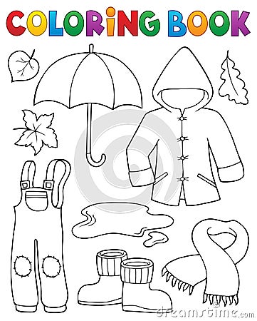 Coloring book autumn objects set 1 Vector Illustration