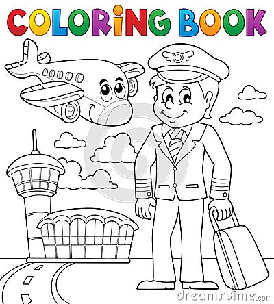 Coloring book aviation theme 1 Vector Illustration