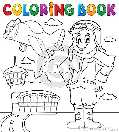 Coloring book aviation theme 3 Vector Illustration