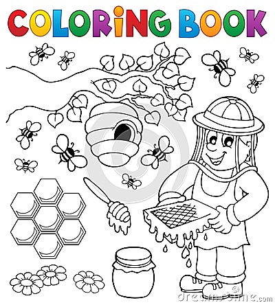 Coloring book with beekeeper Vector Illustration