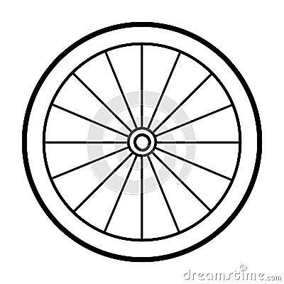 Coloring book, Bicycle wheel Vector Illustration