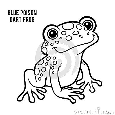 Coloring book, Blue poison dart frog Vector Illustration