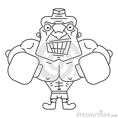 Coloring Book Boxer Cartoon Character - Vector Illustration . Suitable For Greeting Card, Poster Or T-shirt Printing Vector Illustration