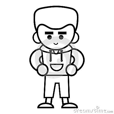 Coloring book, Boy in the hoody Vector Illustration