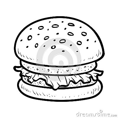 Coloring book, Burger Vector Illustration