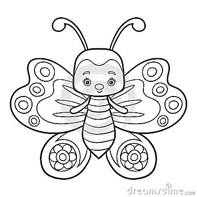 Coloring book, Butterfly Vector Illustration