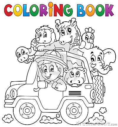 Coloring book car traveller theme 2 Vector Illustration