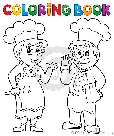 Coloring book chef theme 2 Vector Illustration