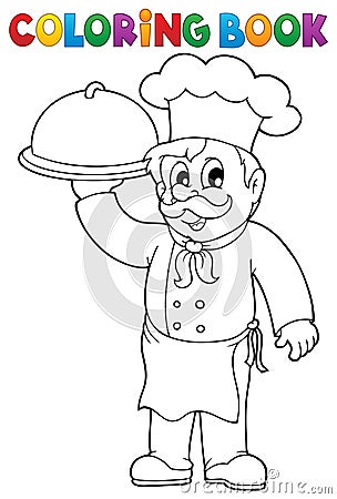 Coloring book chef theme 1 Vector Illustration