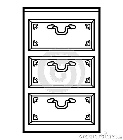 Coloring book, Chest of drawers Vector Illustration