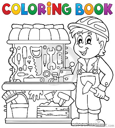 Coloring book child playing theme 2 Vector Illustration