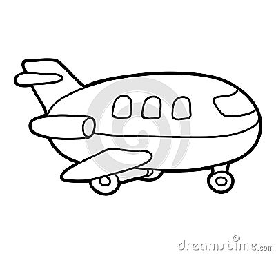 Coloring book, Airplane Vector Illustration